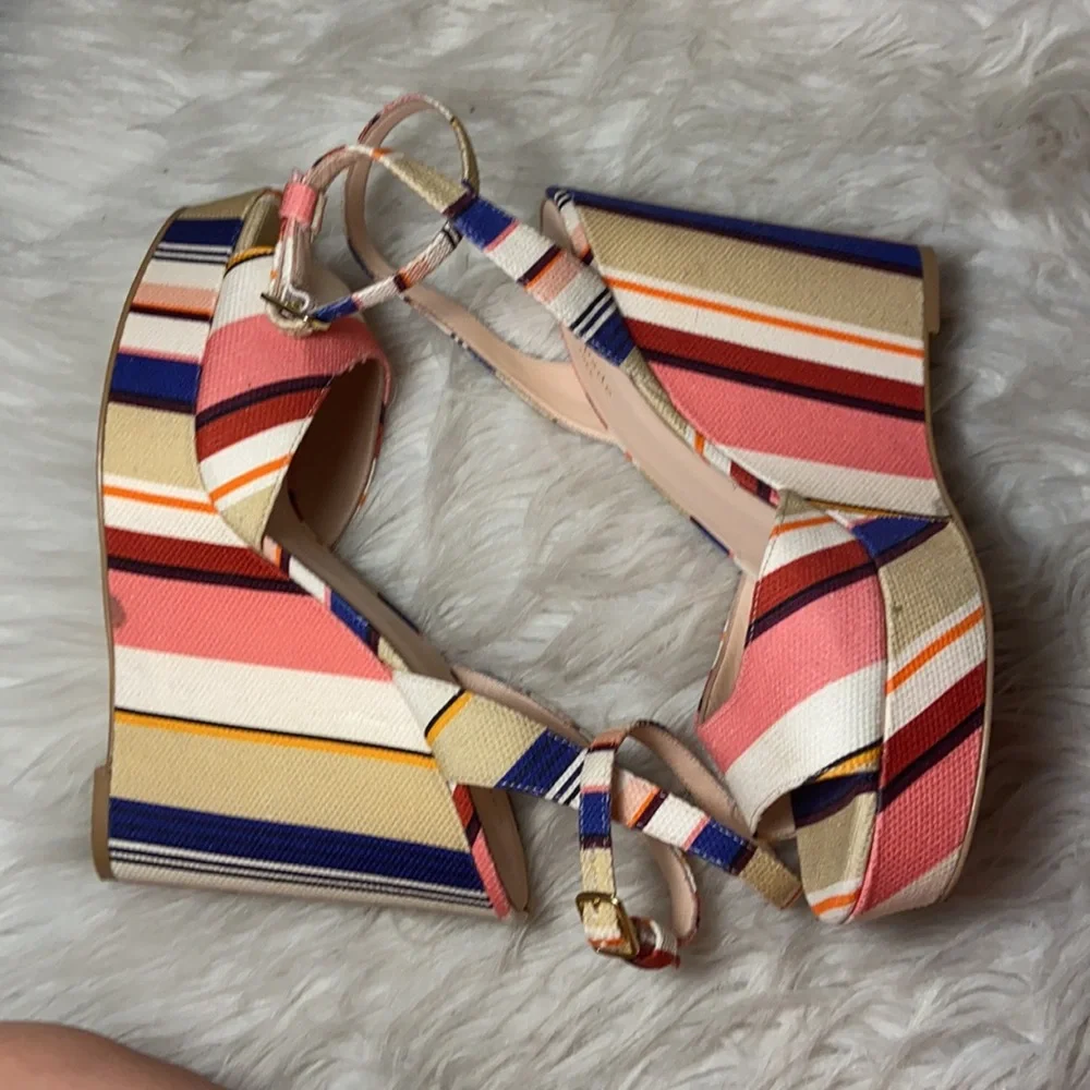 Kate Spade striped Dellie platform wedge sandals